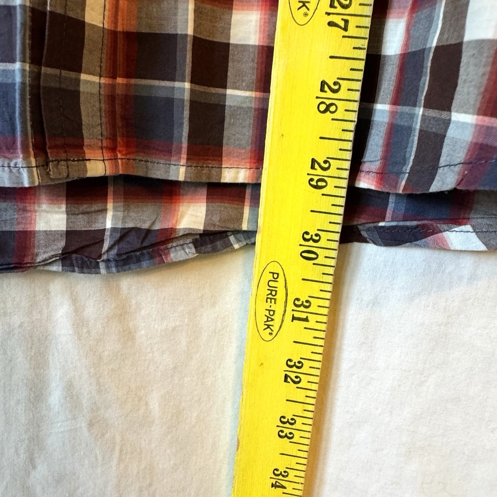 7 Diamonds The Ride Short Sleeve Button Down Mens Shirt Red Blue‎ Gray Plaid XL - Picture 13 of 15